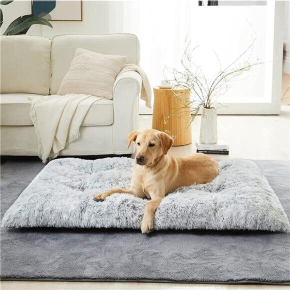 Large Dog Bed 41 x 27 inch Plush Dog Cage Bed Fluffy Washable Dog Mat